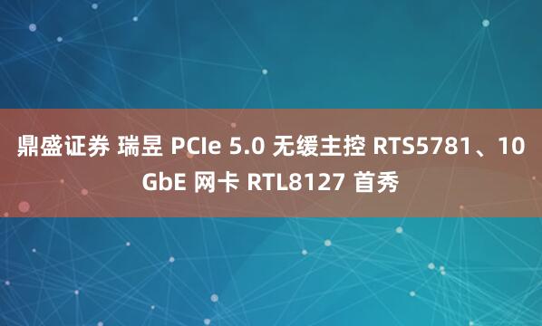 鼎盛证券 瑞昱 PCIe 5.0 无缓主控 RTS5781、10GbE 网卡 RTL8127 首秀
