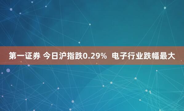 第一证券 今日沪指跌0.29%  电子行业跌幅最大